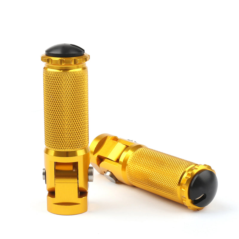 CNC Folding Foot Pegs Footpeg Rear Set Rest Racing For Universal Motorcycle Gold Generic