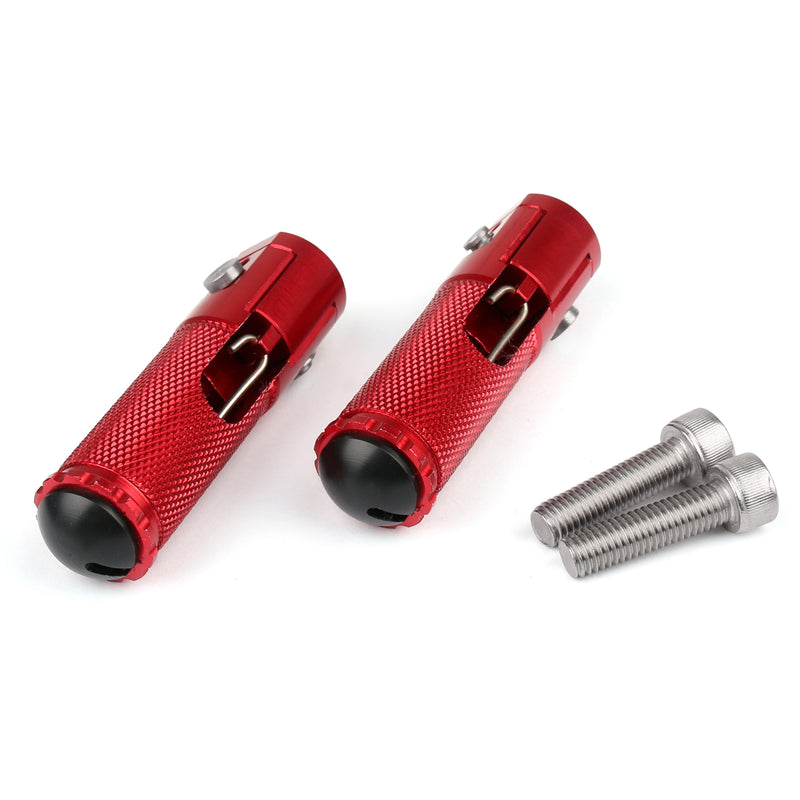 CNC Folding Foot Pegs Footpeg Rear Set Rest Racing For Universal Motorcycle Red
