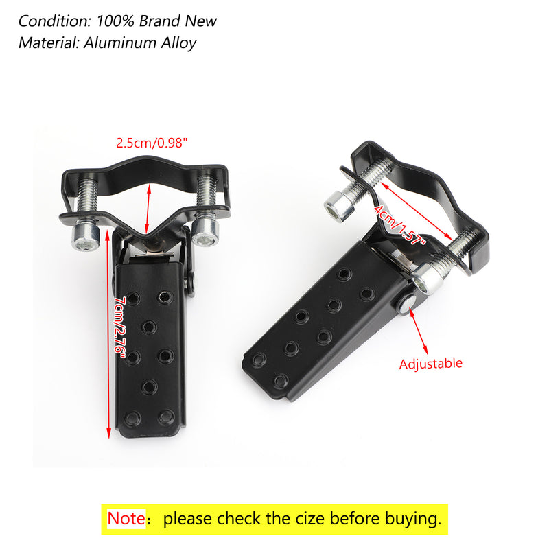 Motorcycle Passenger Foot Peg Rear Pedal Footrest 25-28mm Black Universal Generic