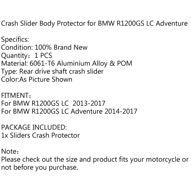 Rear Drive Housing Cardan Crash Slider Protector For BMW R1200GS LC ADV 13-17 Generic