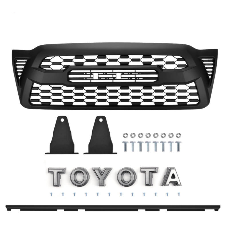 Matte Black Front Bumper Hood Grille Grill Fit For Tacoma 2005-2011 2009 2010 W/Letter Generic