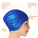 2x Swimming Cap Waterproof Silicone Swim Pool Hat For Adult Men And Women BK+BLU