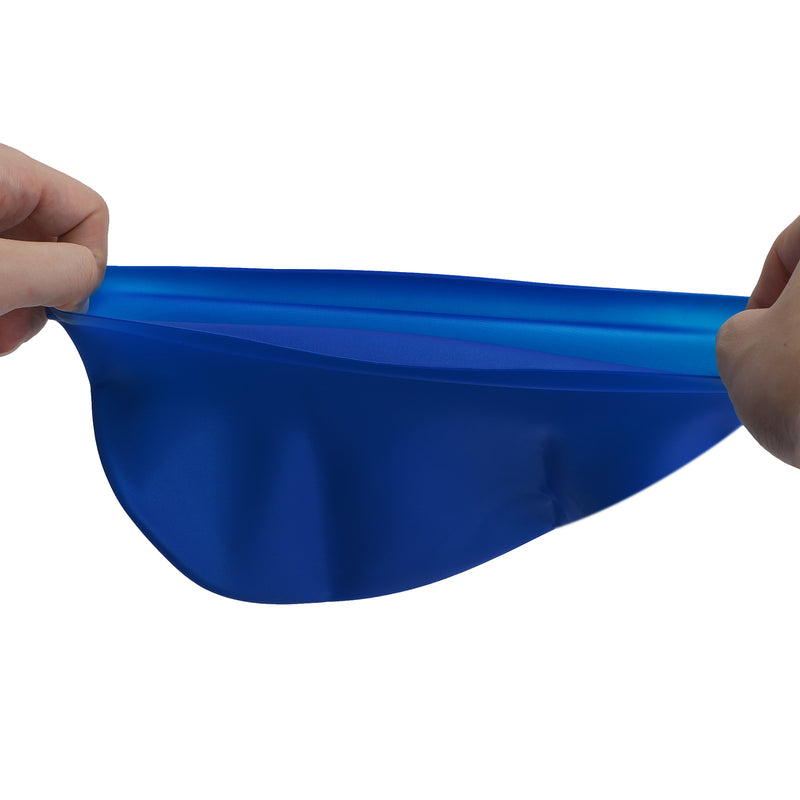 2x Swimming Cap Waterproof Silicone Swim Pool Hat For Adult Men And Women BK+BLU