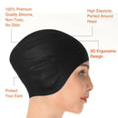 2x Swimming Cap Waterproof Silicone Swim Pool Hat For Adult Men And Women BK+PIN