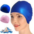 2x Swimming Cap Waterproof Silicone Swim Pool Hat For Adult Men And Women BU+PIN