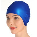 2x Swimming Cap Waterproof Silicone Swim Pool Hat For Adult Men And Women BU+PIN
