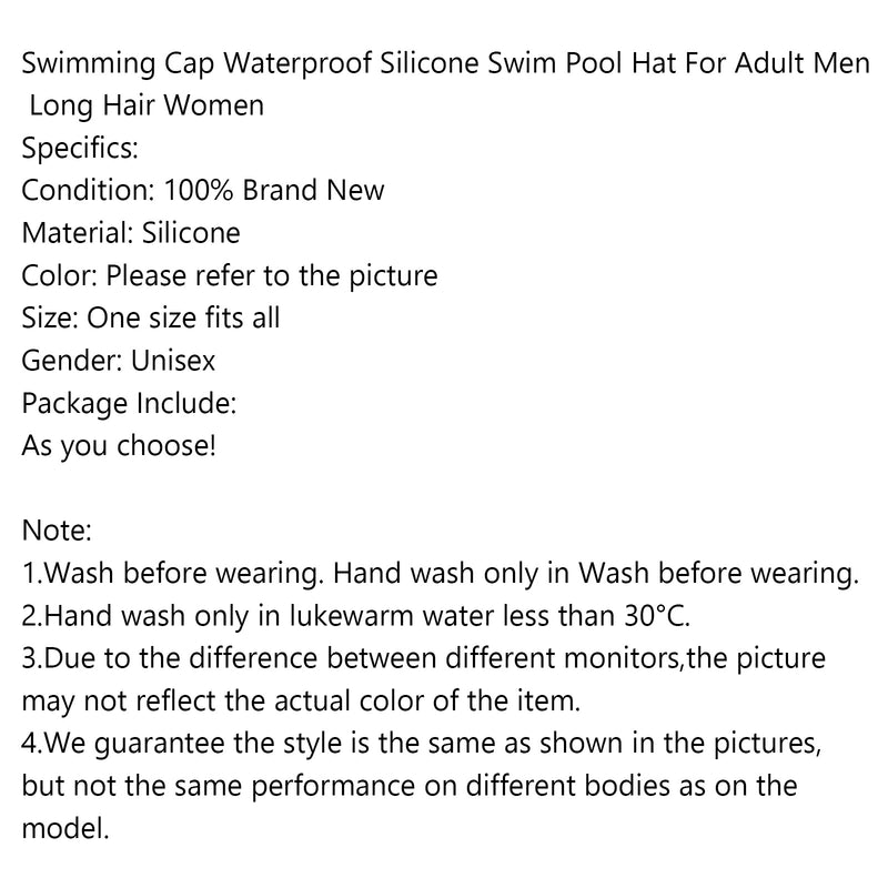 2x Swimming Cap Waterproof Silicone Swim Pool Hat For Adult Men And Women BK+PIN
