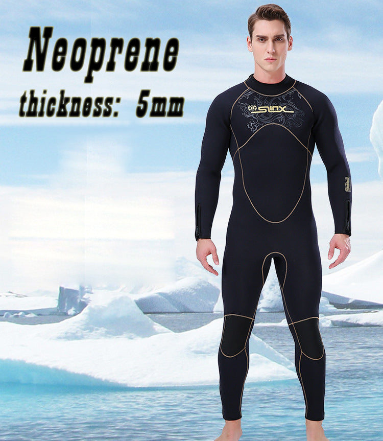 5MM Men Full Body Wetsuit Diving Suit Neoprene Winter Swimwear Surfing Triathlon
