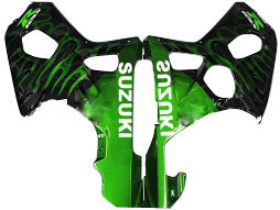 Fairings 2000-2002 Suzuki GSXR 1000 Black & Green Flame  Generic