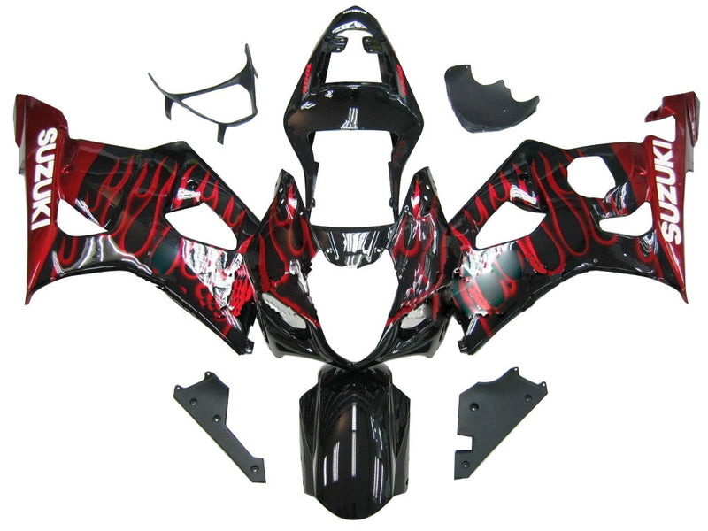 Fairings 2003-2004 Suzuki GSXR 1000 Black & Red Flame  Generic