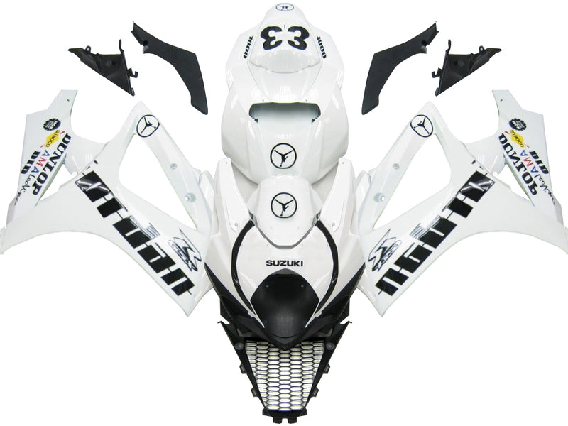 Fairings 2007-2008 Suzuki GSXR 1000 White Black Jordan Racing Generic