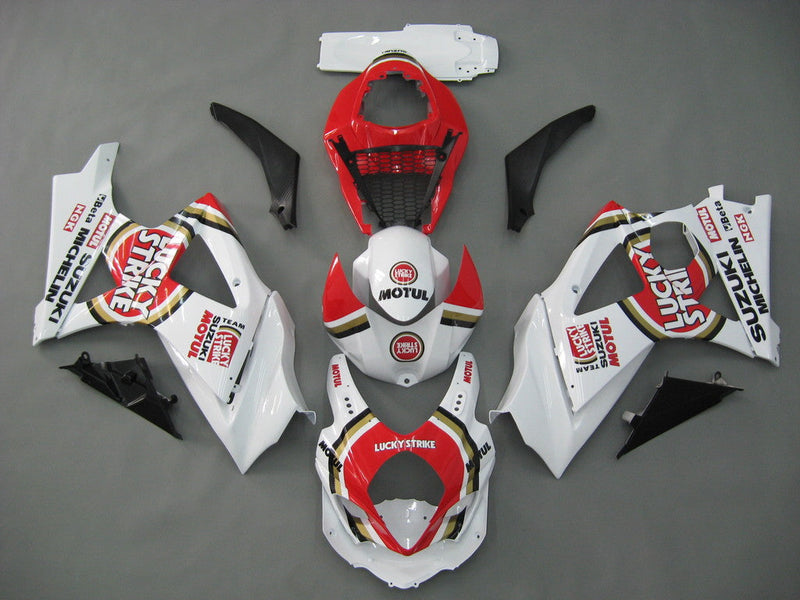 Fairings 2007-2008 Suzuki GSXR 1000 White & Red Lucky Strike  Generic