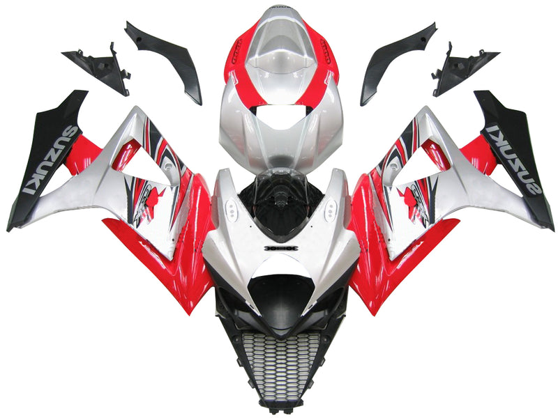 Fairings 2007-2008 Suzuki GSXR 1000 Silver & Red GSXR Racing Generic