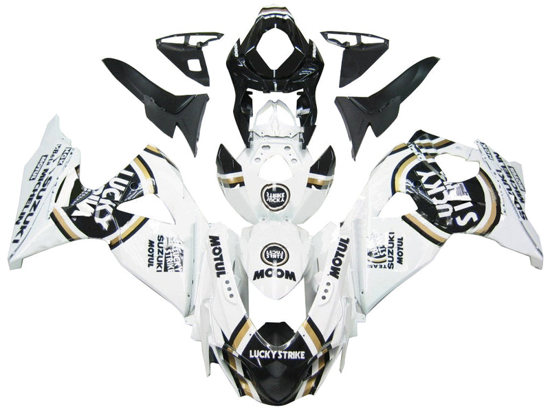 Fairings 2009-2016 Suzuki GSXR 1000 White Black Gold Lucky Strike  Generic