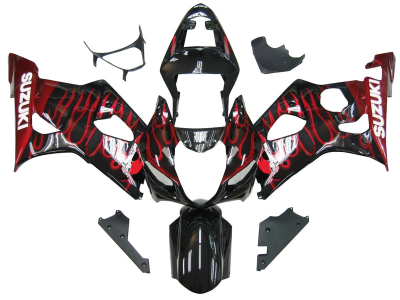 Fairings 2004-2005 Suzuki GSXR 600 750 Black & Red Flame GSXR  Generic