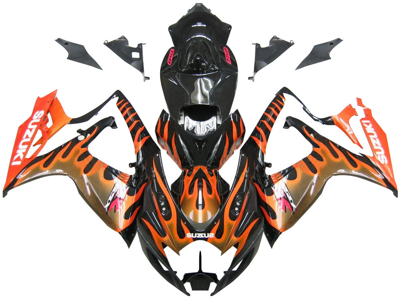 Fairings 2006-2007 Suzuki GSXR 600 750 Black & Orange Gold Flame  Generic