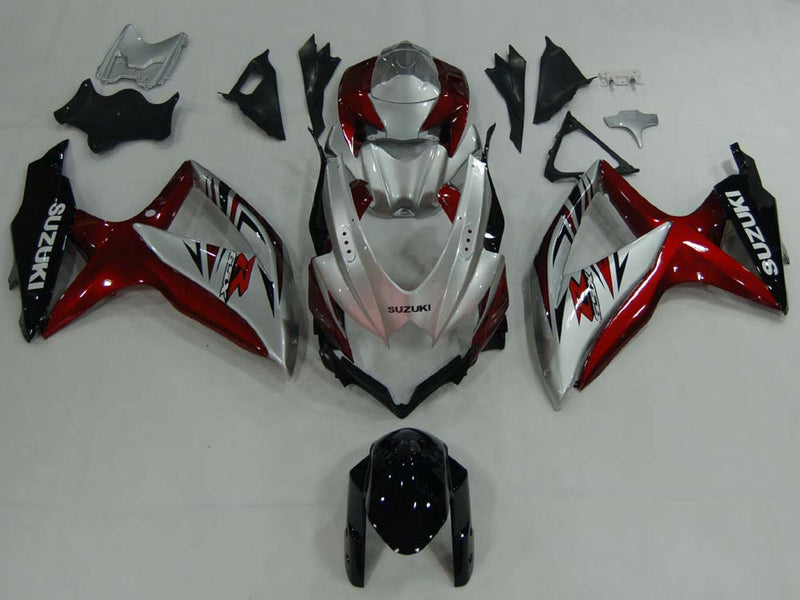 Fairings 2008-2010 Suzuki GSXR 600 750 Silver Red GSXR  Generic