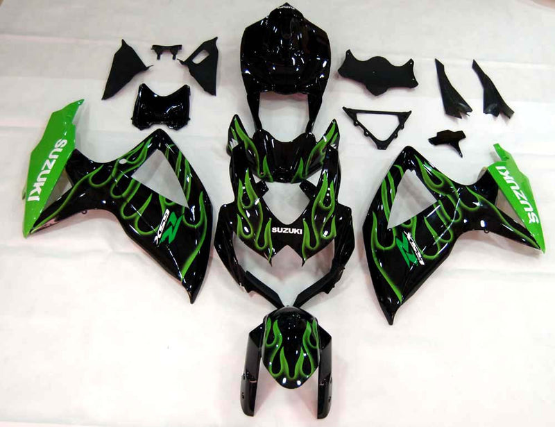 Fairings 2008-2010 Suzuki GSXR 600 750 Black & Green Flame GSXR Racing Generic