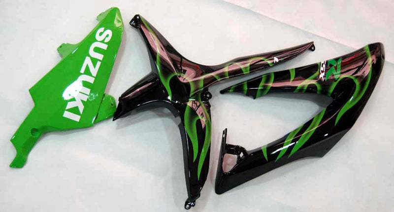 Fairings 2008-2010 Suzuki GSXR 600 750 Black & Green Flame GSXR  Generic