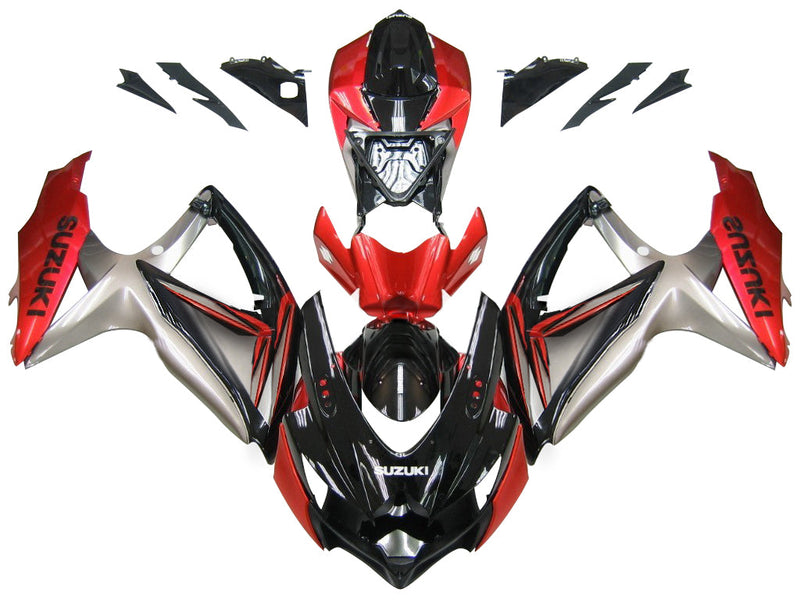 Fairings 2008-2010 Suzuki GSXR 600 750 Black Red Silver  Generic