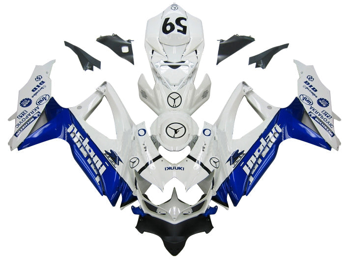 Fairings 2008-2010 Suzuki GSXR 600 750 White Blue Jordan  Generic