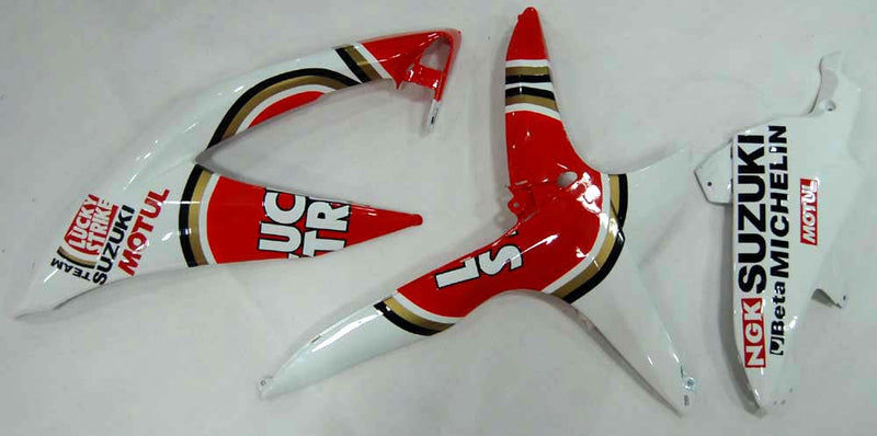 Fairings 2008-2010 Suzuki GSXR 600 750 White Red Lucky Strike  Generic