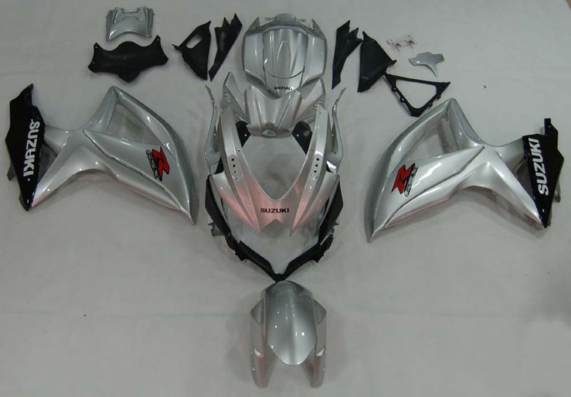 Fairings 2008-2010 Suzuki GSXR 600 750 Silver Black GSXR  Generic