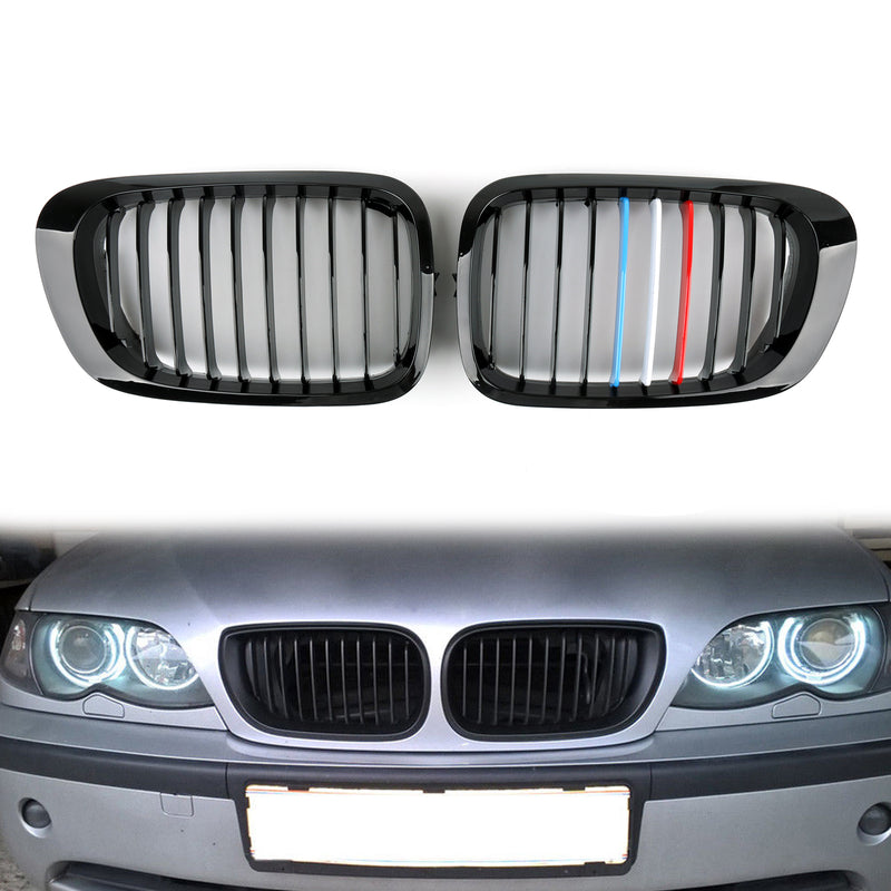 Front Fence Grill Grille ABS Gloss Black Mesh For BMW E46 2D (1999-2002) 3 Series Generic