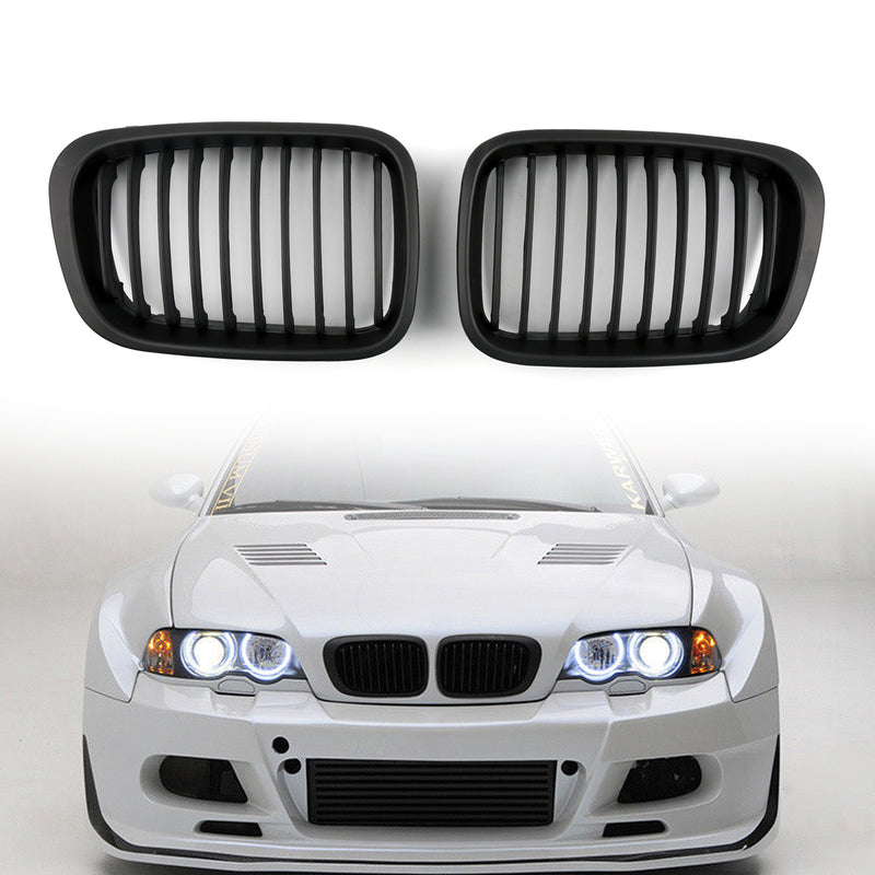Front Fence Grill Grille ABS Black Mesh For BMW E46 4D (1998-2001) 3 Series