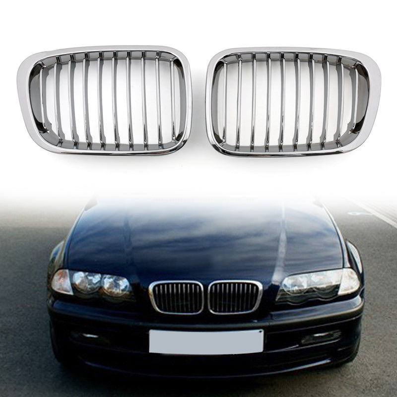 Front Fence Grill Grille ABS Black Mesh For BMW E46 4D (1998-2001) 3 Series Generic
