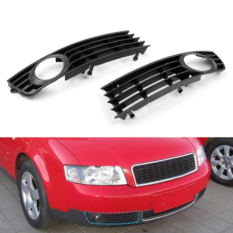 2 Pcs Low Bumper Fog Light Lamp Grille Grill Cover For Audi A4 B6 (2002-2005)