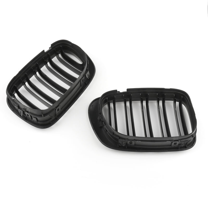 Double Line Front Hood Grille Grills Gloss Black For BMW E46 2-Door 1998-2001 Generic