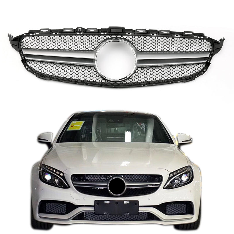 Front Bumper Grille Grill W205 C63AMG Style For Benz C-class Black (2015+)