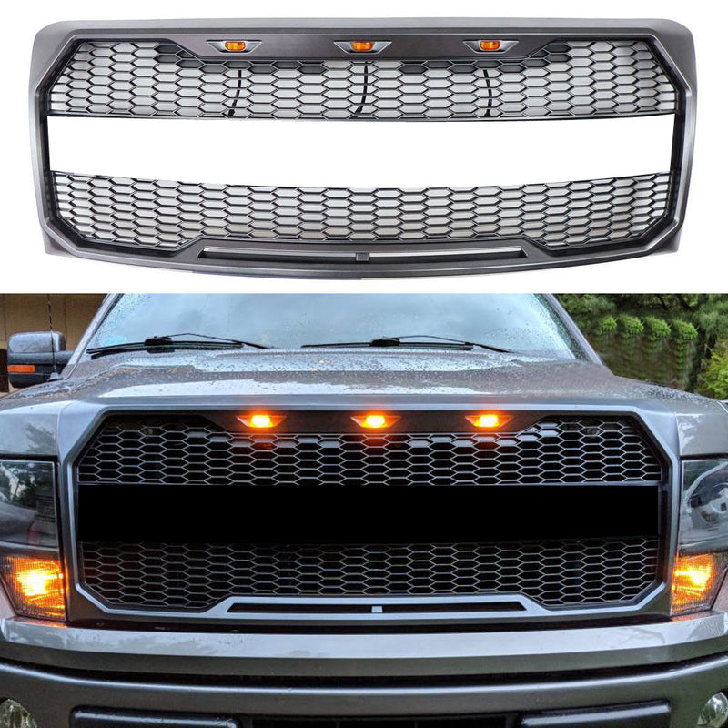 2009-2014 Ford F150 Raptor Style Grille ABS Front Hood Grille W/ LED Generic