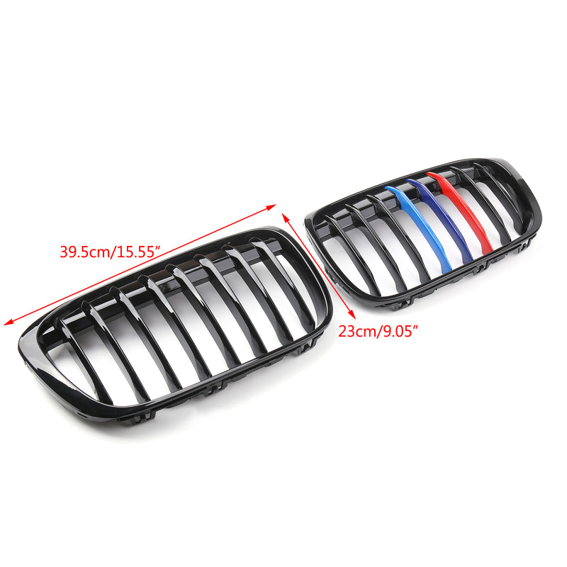 New Pair Front Kidney Grille Grill For BMW 2016+ F48 F49 X1 X-Series Black Generic
