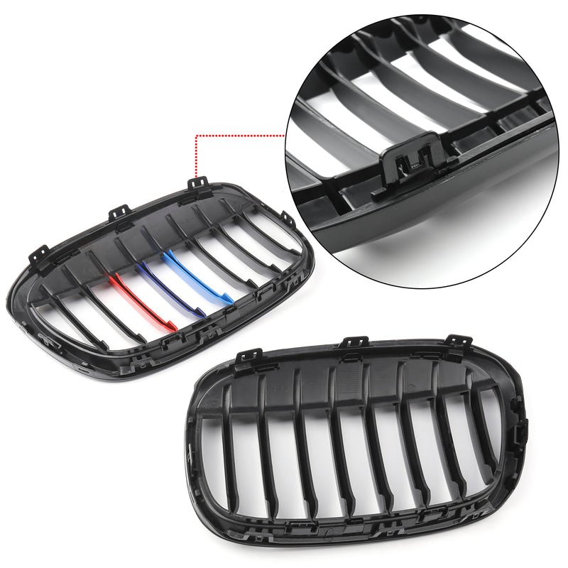 New Pair Front Kidney Grille Grill For BMW 2016+ F48 F49 X1 X-Series Black Generic