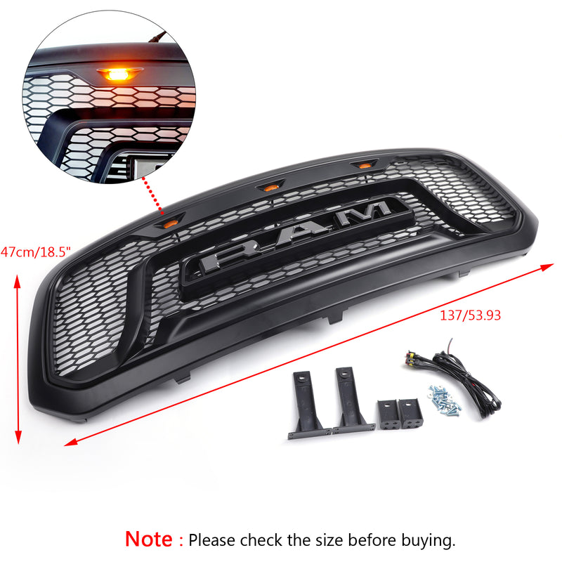 Ram 1500 2013-2018 Grill ABS Honeycomb Bumper Grill Mesh Rebel Style BLK Generic