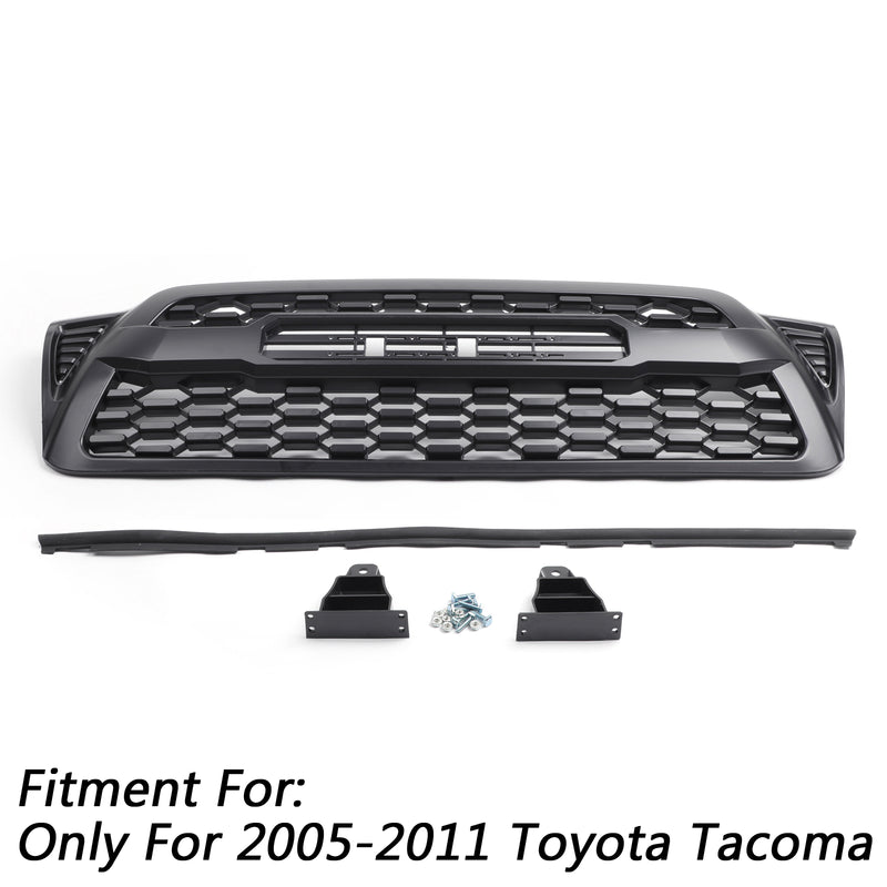 Tacoma Grille For 2005-2011 Toyota Front Bumper Hood Grill Matte Black W/ Letter