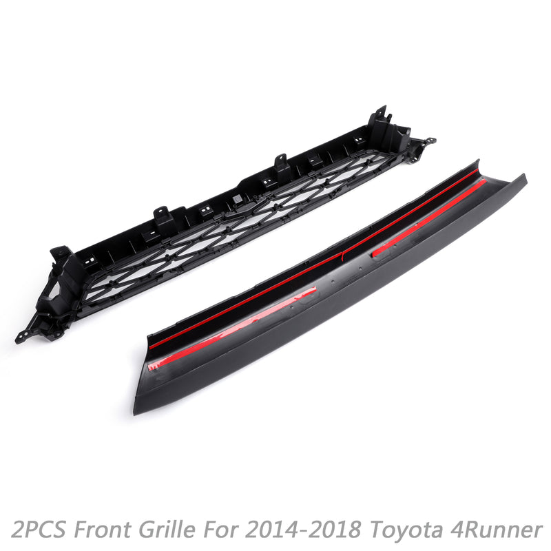 2x Front Bumper Grille Grill Fit For 4Runner TRD PRO 2014-2019 Grey logo Letter Generic