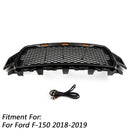 2018-2020 Ford F-150 Fornt Upper Grill Amber LED Repalcement ABS Grille Black