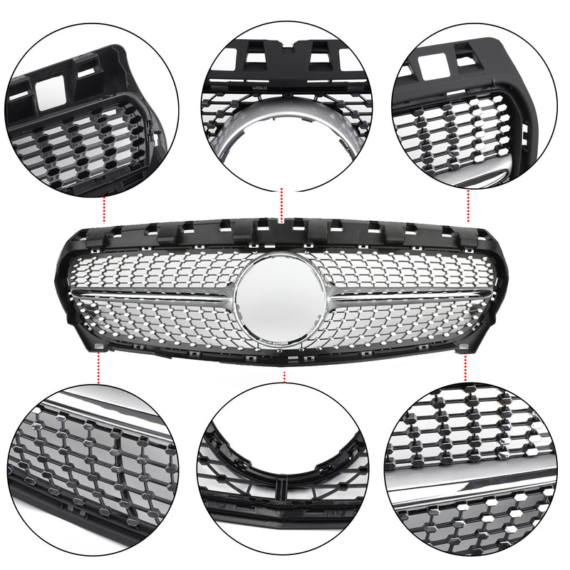 R117 W117 CLA250 2013-2016 Mercedes-Benz Diamond star Grill Replacement Grille Silver Generic