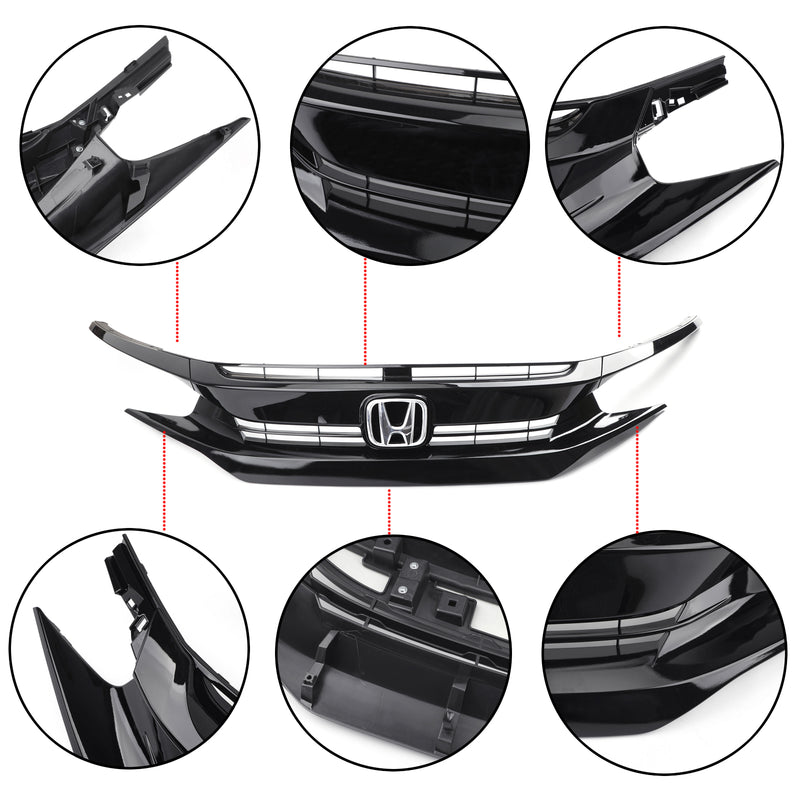 Civic Coupe Sedan 2016-2018 Honda Front Hood Grill Replacement Grille Eyelid Generic