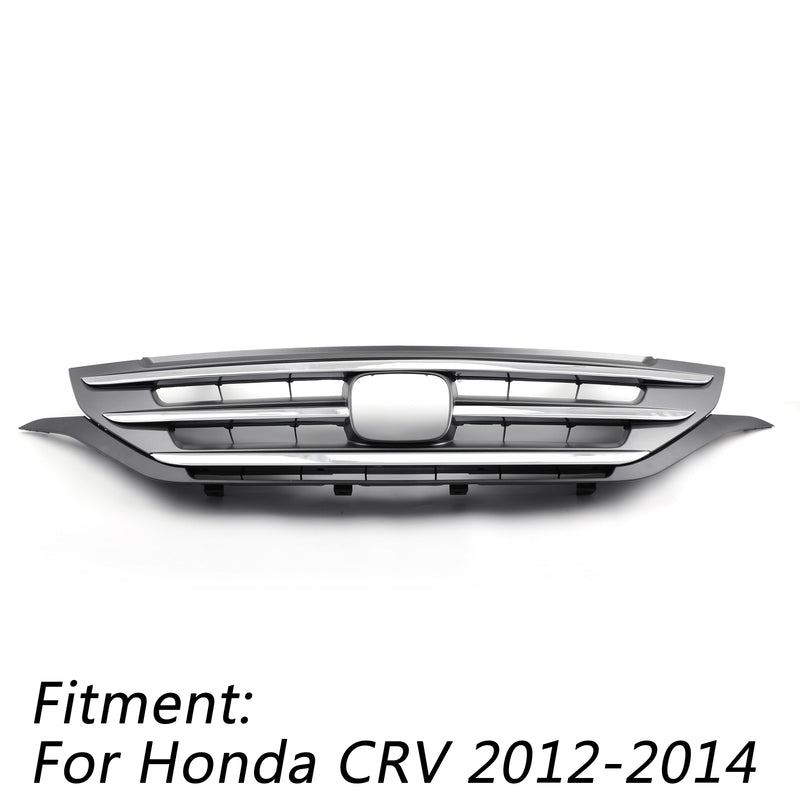 CRV 2012-2014 Honda Front Upper Bumper ABS Chrome Black Mesh Grill Replacement Grille Generic