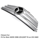 Front Bumper Grille Fit Benz C Class W204 W/LED Emblem C300/C350 2008-2014 Chrome Generic