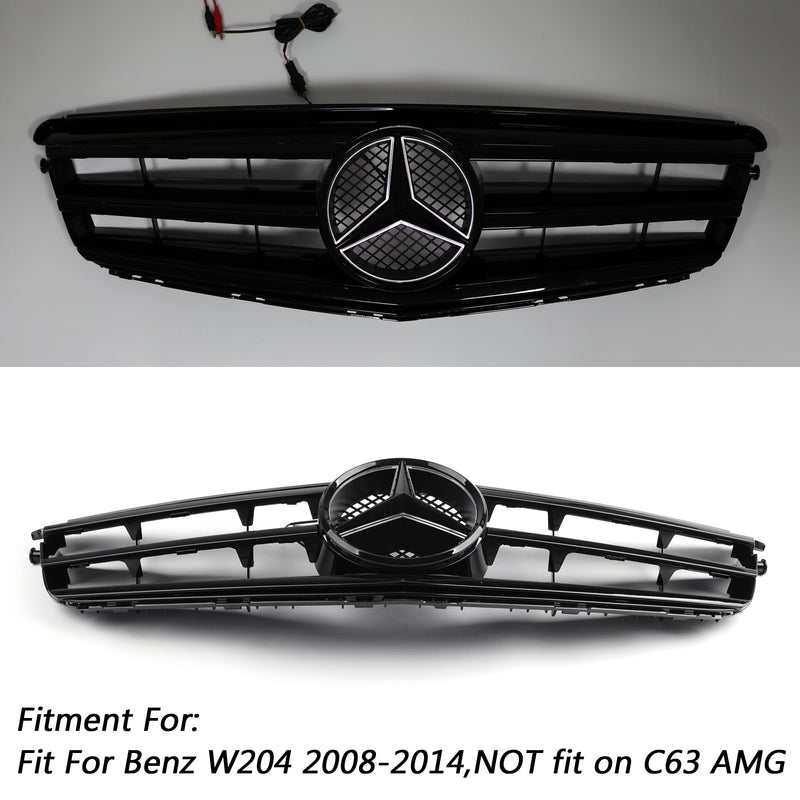 Front Grille with LED Emblem compatible with BENZ W204 C300 C350 2008 2009 2010 2011 2012 2013 2014 Generic