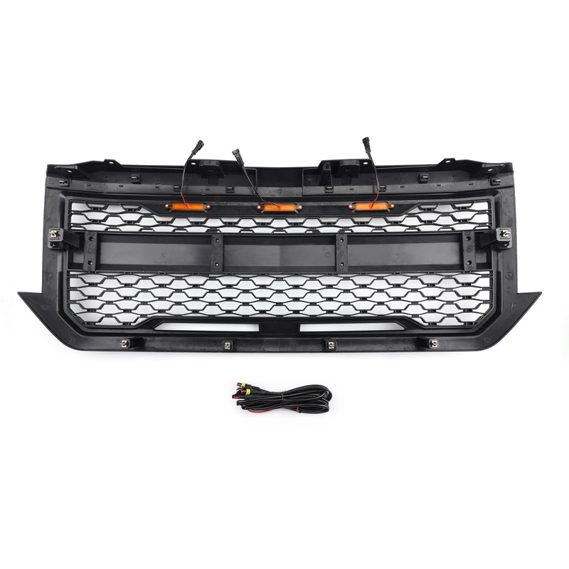 Silverado 1500 2016-2018 Chevrolet Black LED Front Bumper Grill Replacement Grille With Script