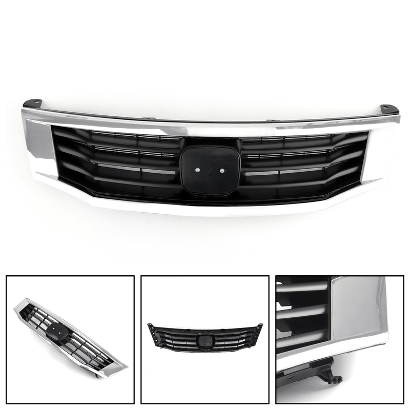 Front Grille Primed Black With Chrome Molding Trim For 2008-2010 Honda Accord