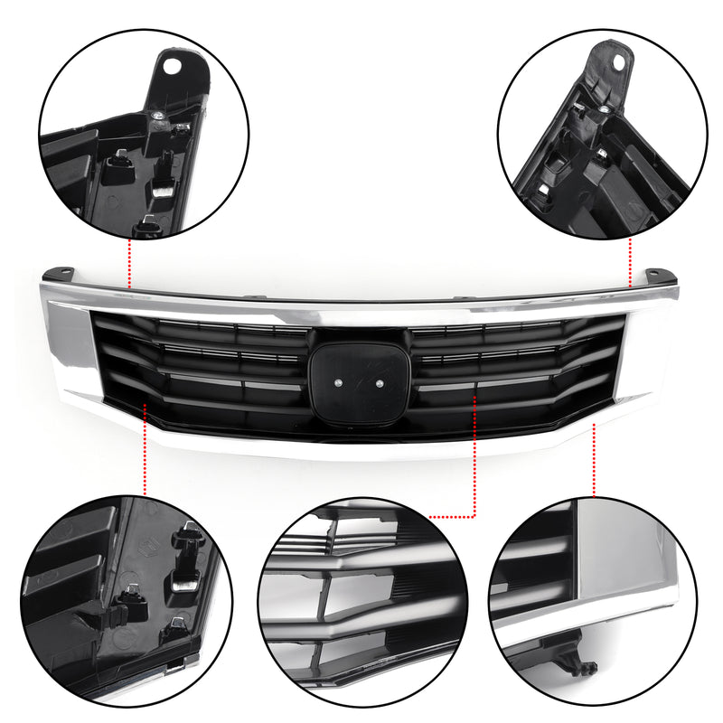 Accord 2008-2010 Honda Front Grill Replacement Grille Primed Black With Chrome Molding Trim Generic