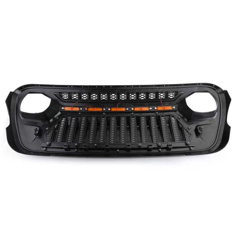 JL 2018-2021 Wrangler Front Bumper Grill Replacement Grille with 5 Amber Light Generic