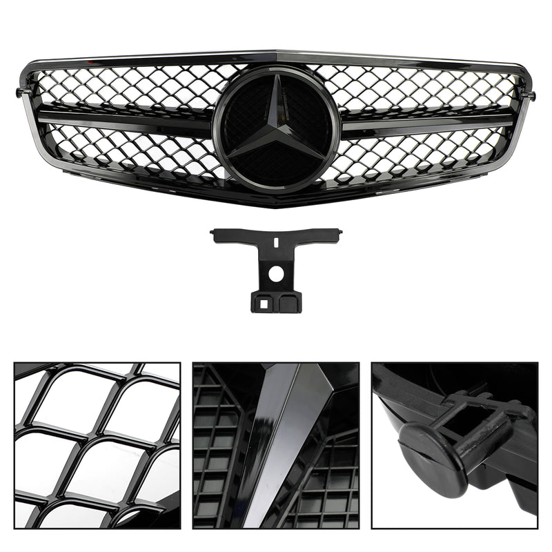 W204 C-Class 2008-2014 Benz Front Bumper Grill Replacement Grille Black Radiator Generic
